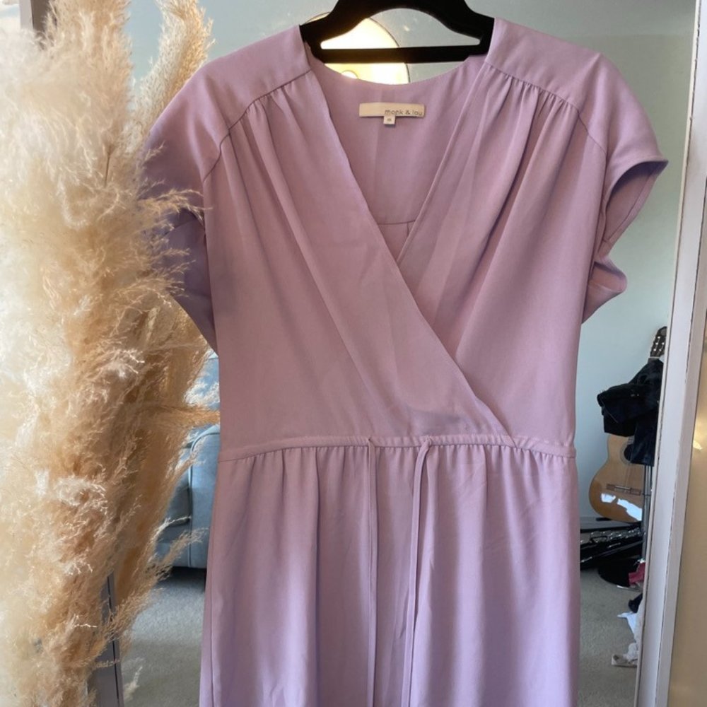 Lilac midi belted dress